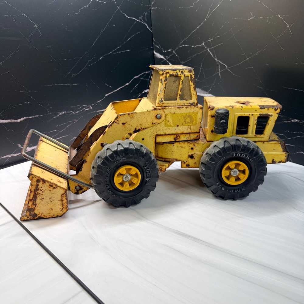 Vintage Tonka Pressed Steel Front End Loader Yellow Toy Truck XMB-975 Tires